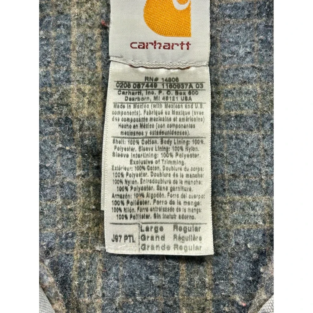 Vintage Carhartt J97 PTL Detroit Jacket Petrol Blue HONEY COMB Distressed Large